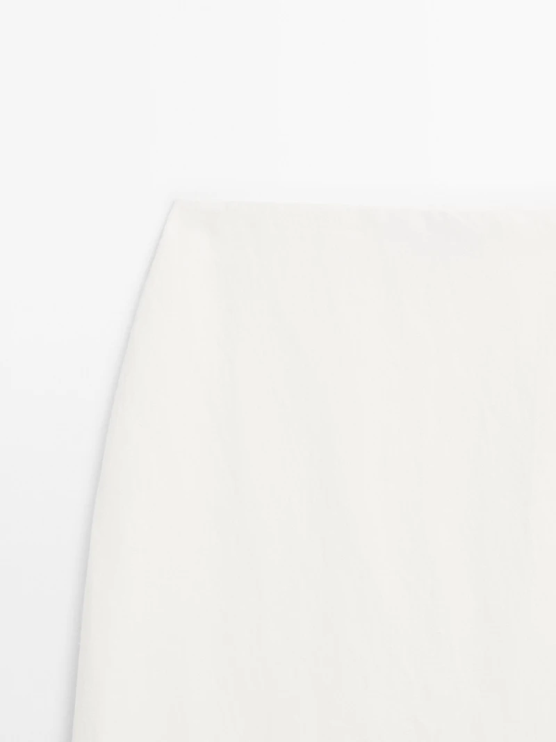 Straight hemp blend midi skirt