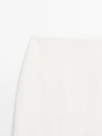 Straight hemp blend midi skirt