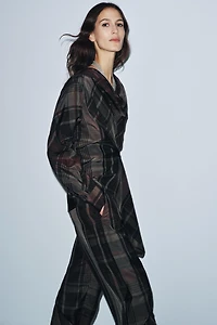 ZW COLLECTION PLAID DRAPED TOP