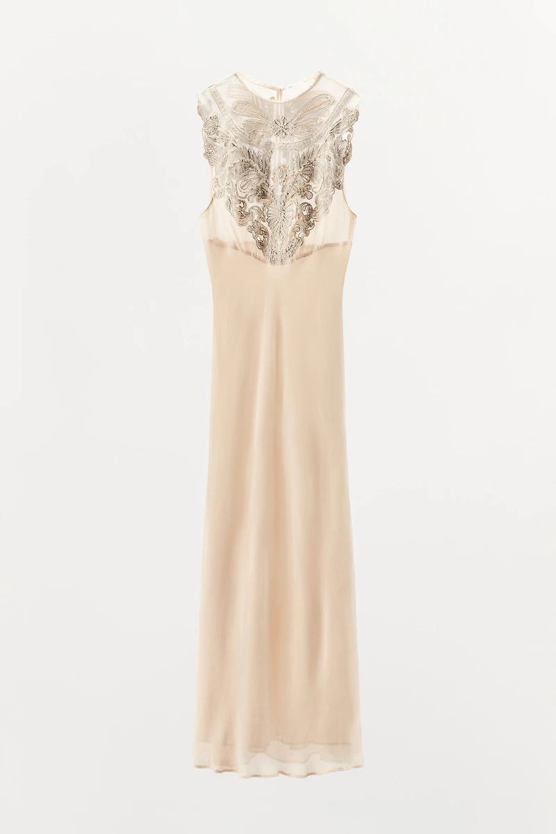 LIMITED EDITION EMBROIDERED DRESS WITH BEADING