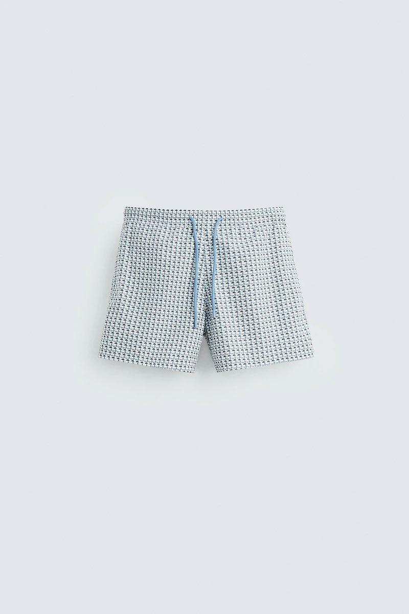 MAILLOT DE BAIN SEMI-LONG À IMPRIMÉ GÉOMÉTRIQUE
