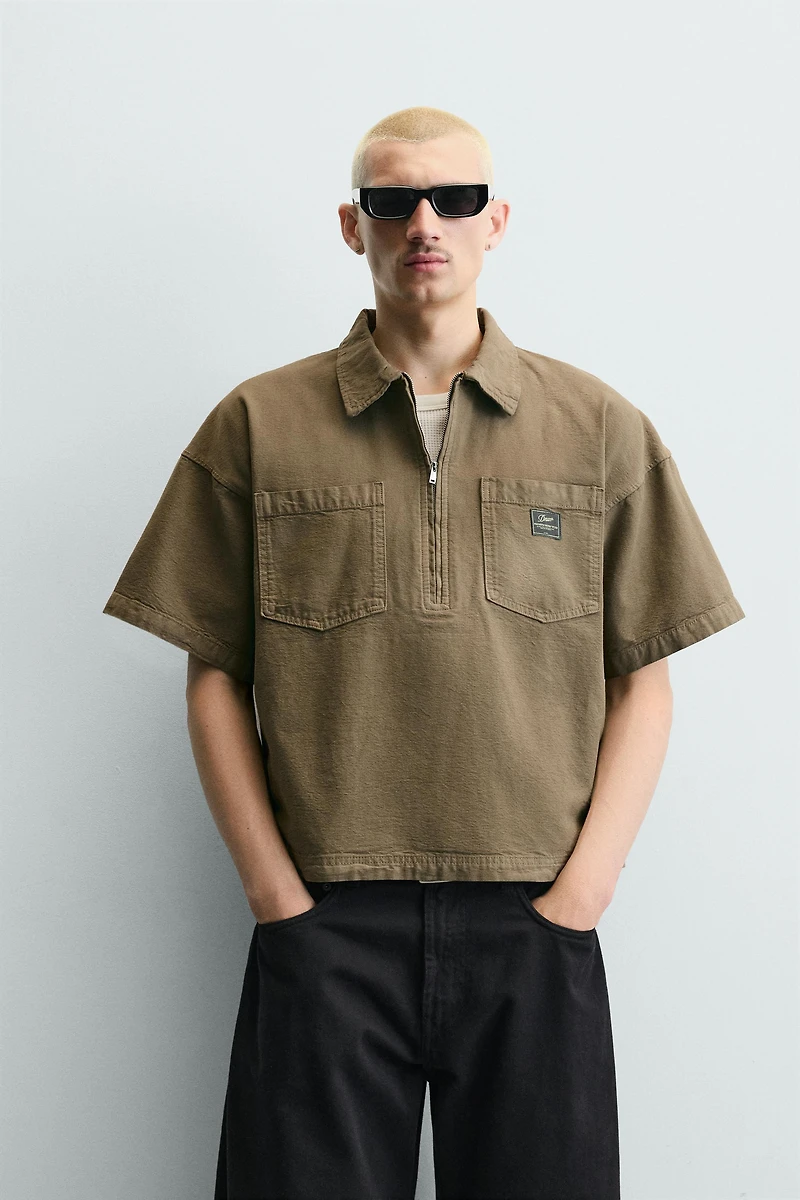 WASHED STRIPED BOXY FIT POLO