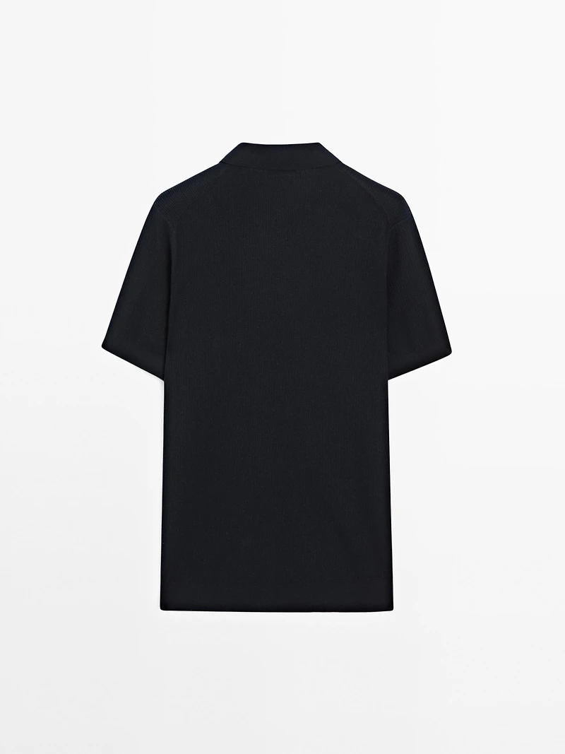 100% cotton ribbed knit polo shirt