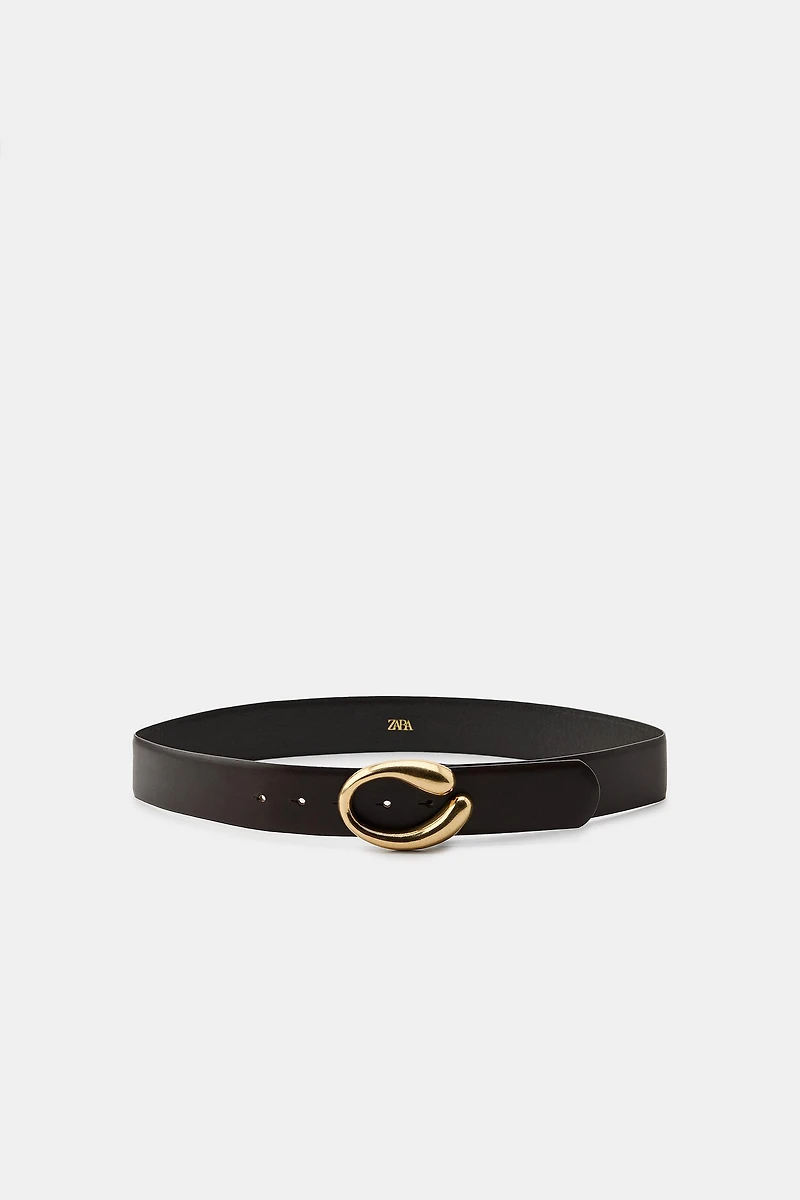 OVAL BUCKLE LEATHER BELT