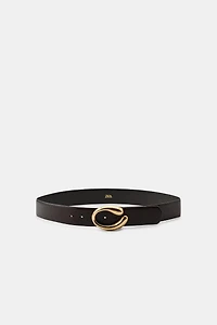 OVAL BUCKLE LEATHER BELT