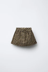 FINE-WALED CORDUROY ANIMAL PRINT SKIRT