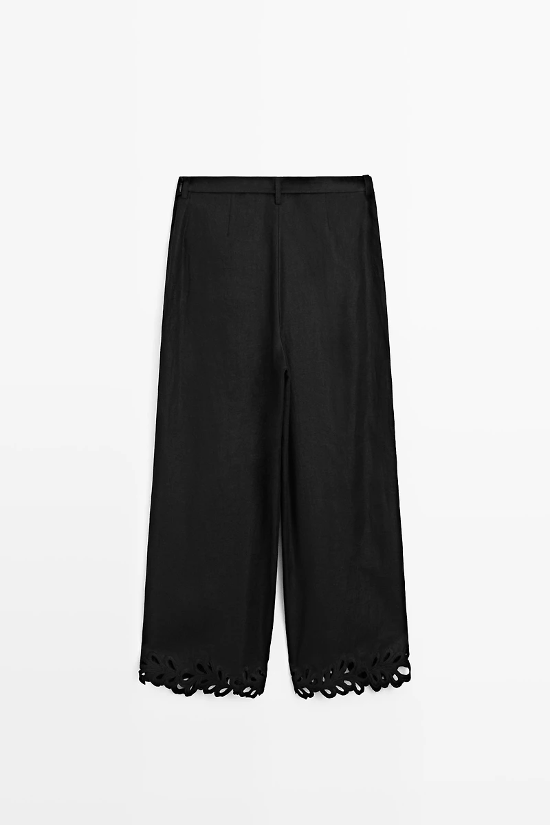 100% linen embroidered skort