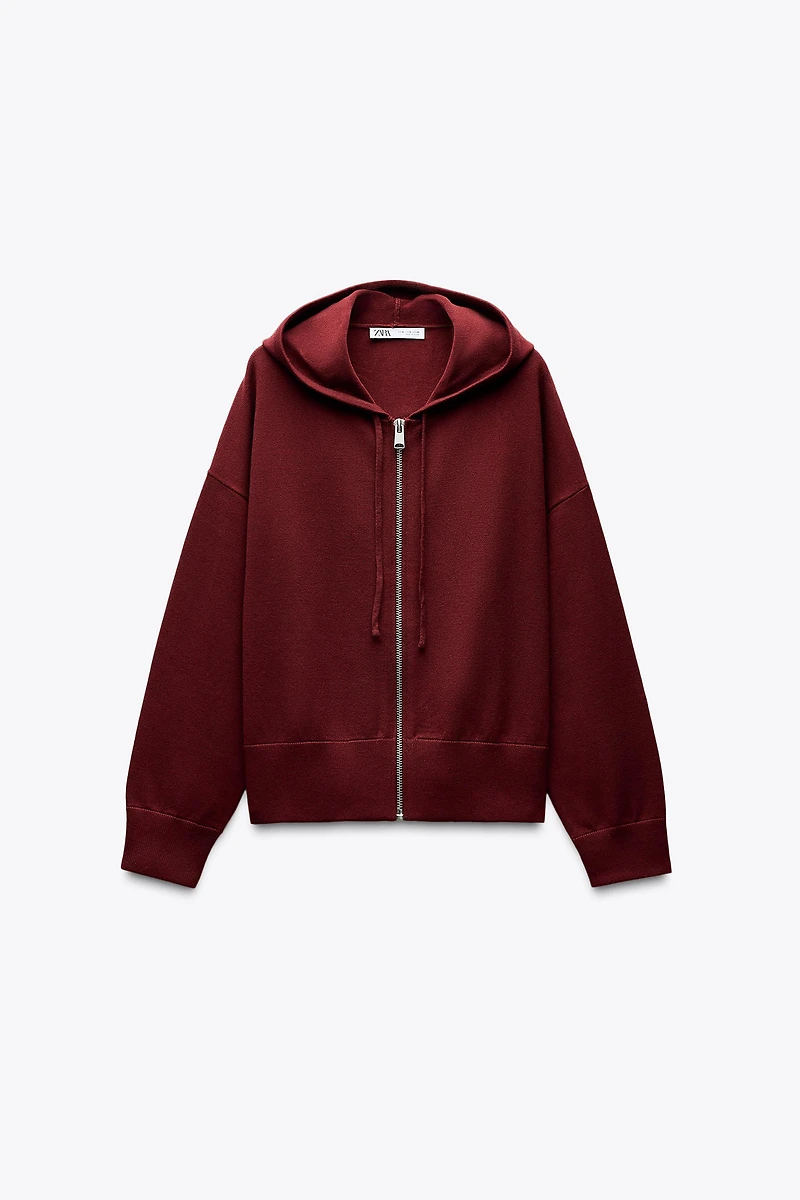 HOODED KNIT SWEATSHIRT