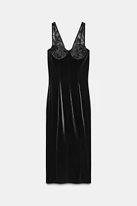 LACE VELVET MIDI DRESS