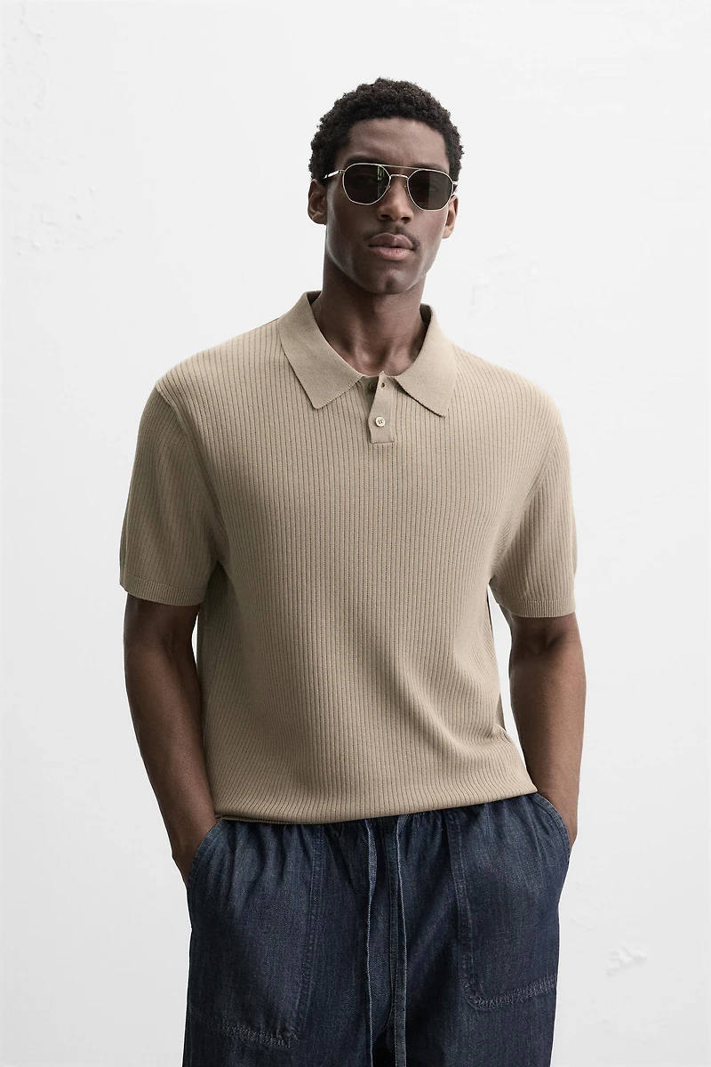 RIB KNIT POLO SHIRT