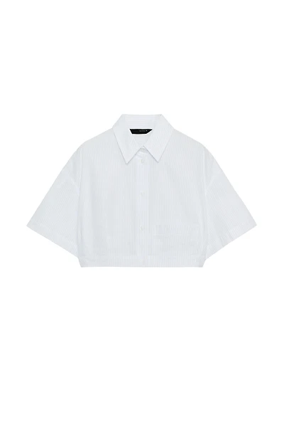 CHEMISE COURTE EN POPELINE À RAYURES