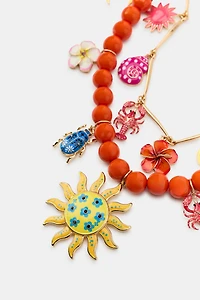 PACK OF 2 NECKLACES WITH BALLS AND SUN LOBSTER CHARMS