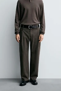 COTTON - VISCOSE PLEATED PANTS