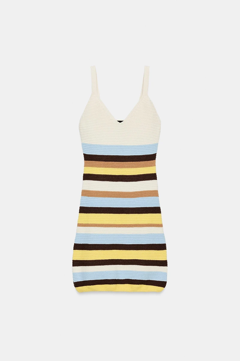 STRIPED KNIT MINI DRESS