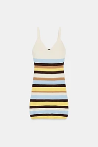 STRIPED KNIT MINI DRESS