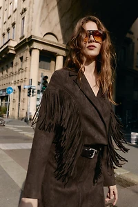 FAUX SUEDE FRINGED JACKET