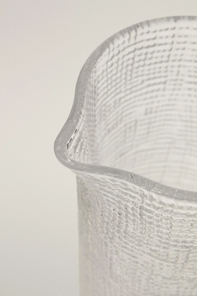 RAISED DESIGN GLASS PITCHER