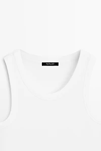 T-shirt encolure américaine en coton mélangé