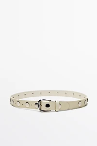 Ceinture en cuir nappa à boucle cloutée