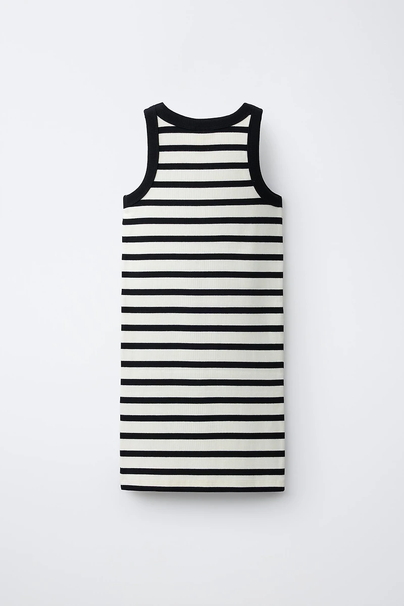 STRIPED RIBBED DRESS