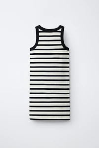 STRIPED RIBBED DRESS