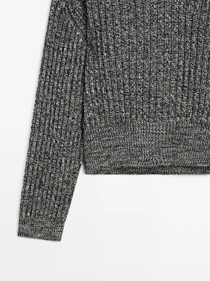 Flecked knit sweater 100% wool - LIMITED