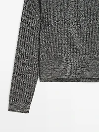 Flecked knit sweater 100% wool - LIMITED