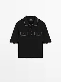 Cotton knit polo shirt with contrast detail