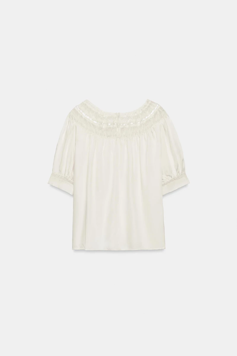 ZW COLLECTION SHORT SLEEVE LACE BLOUSE