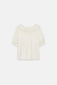 ZW COLLECTION SHORT SLEEVE LACE BLOUSE