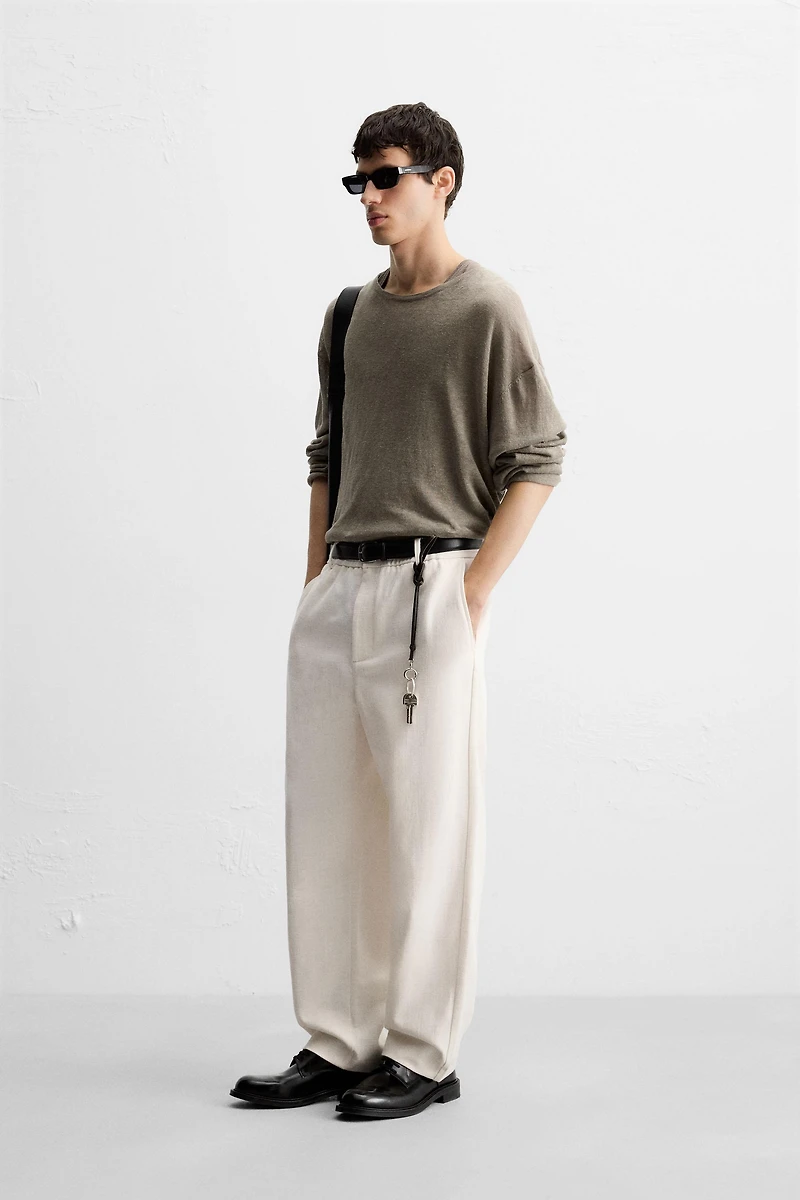 TEXTURED REGULAR FIT PANTS
