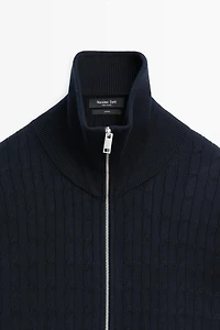 100% cotton braided knit cardigan