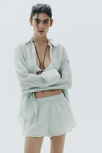STRIPED GAUZE PAJAMA SHORTS
