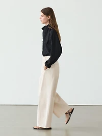 Pantalon barrel fit lin coton