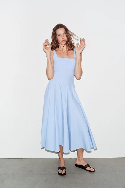 POPLIN GODET DRESS