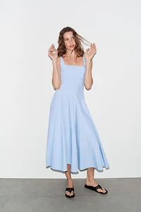 POPLIN GODET DRESS