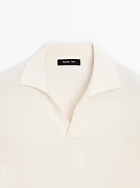 Knit sweater with a polo collar