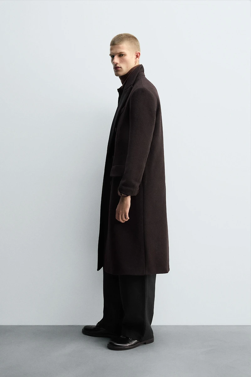WOOL BLEND COAT WITH CONTRAST LAPEL
