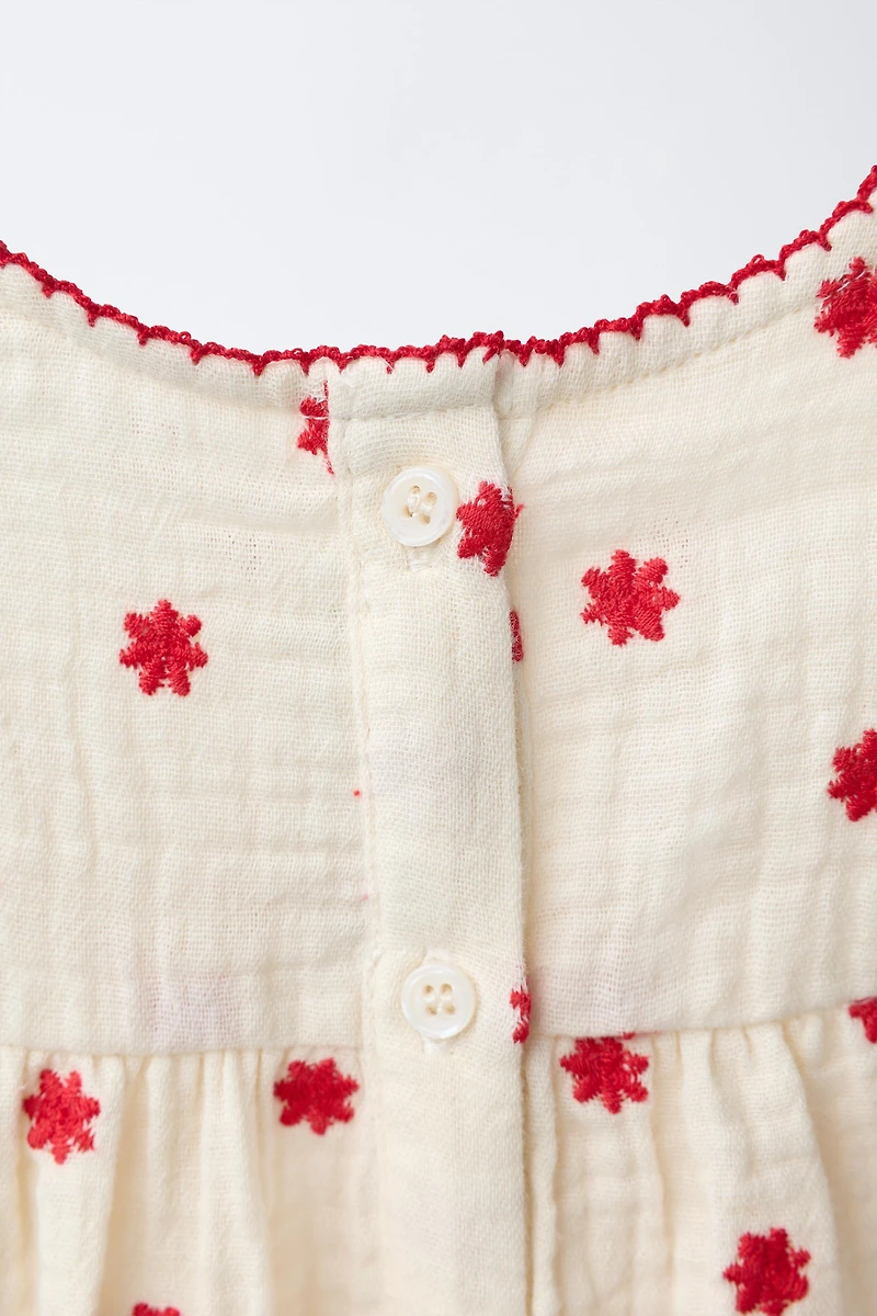 EMBROIDERED FLORAL ROMPER