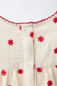 EMBROIDERED FLORAL ROMPER