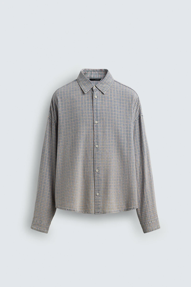 PLAID TEXTURED OVERSHIRT
