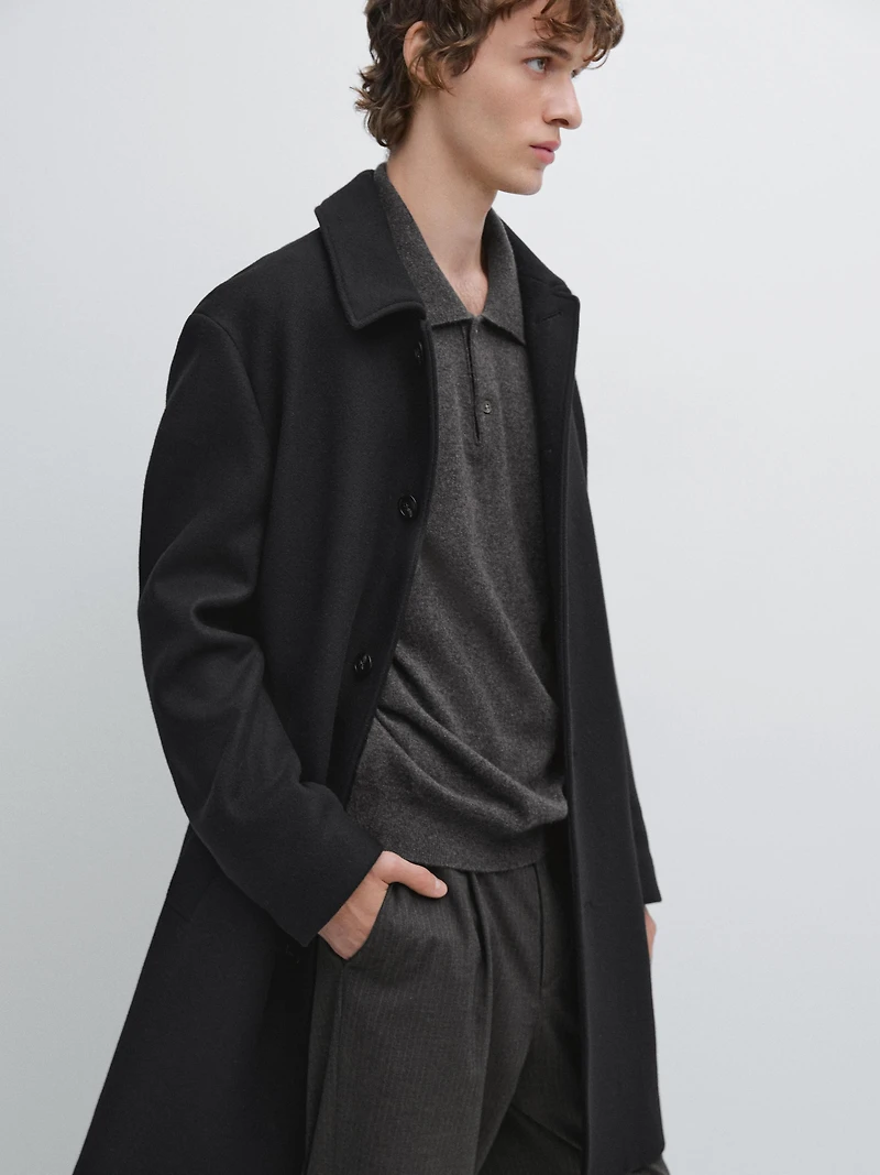 Manteau mi-long en laine mélangée