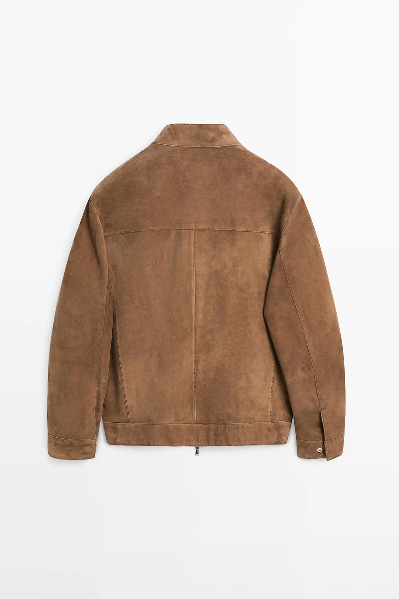 Blouson en cuir effet daim