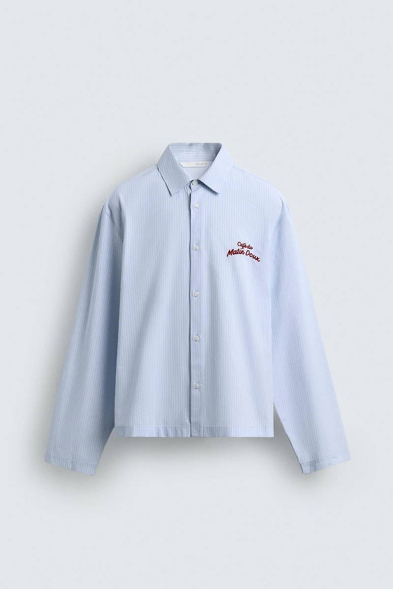 STRIPED GRAPHIC PRINT SHIRT