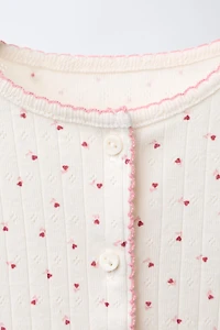 HEART PRINT JACKET, BODYSUIT, AND LEGGINGS SET