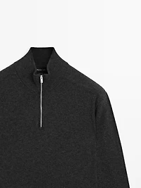 Mock neck knit sweater with zip