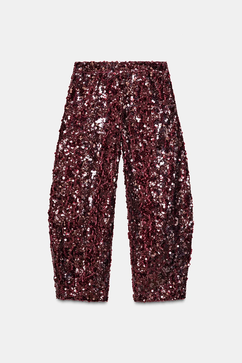 SEQUIN BARREL PANTS
