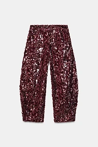 SEQUIN BARREL PANTS