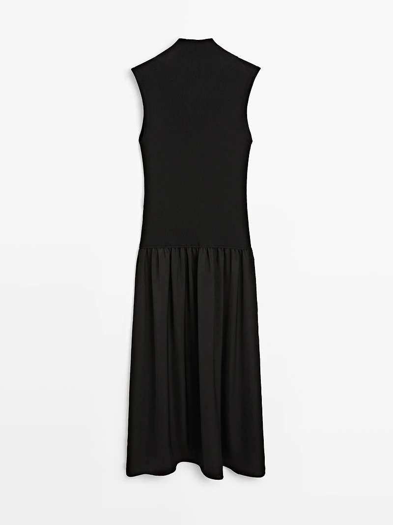 Knit midi dress with contrast detail