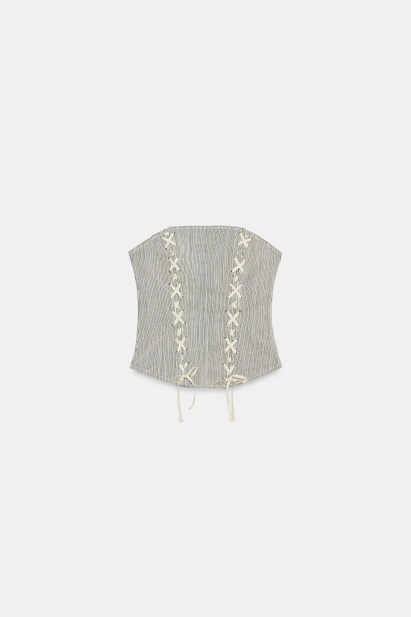 STRIPED LACE-UP CORSET
